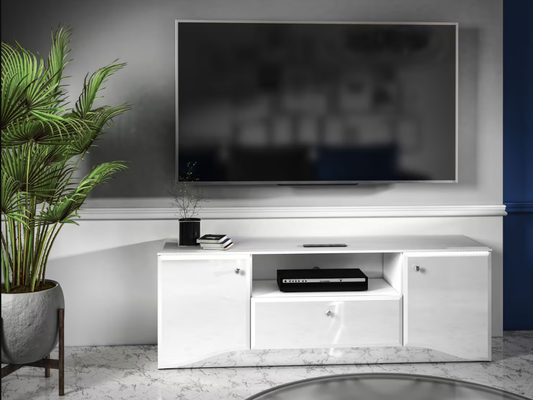 Ihlamur TV-Tisch Weiß HG/ Chrom