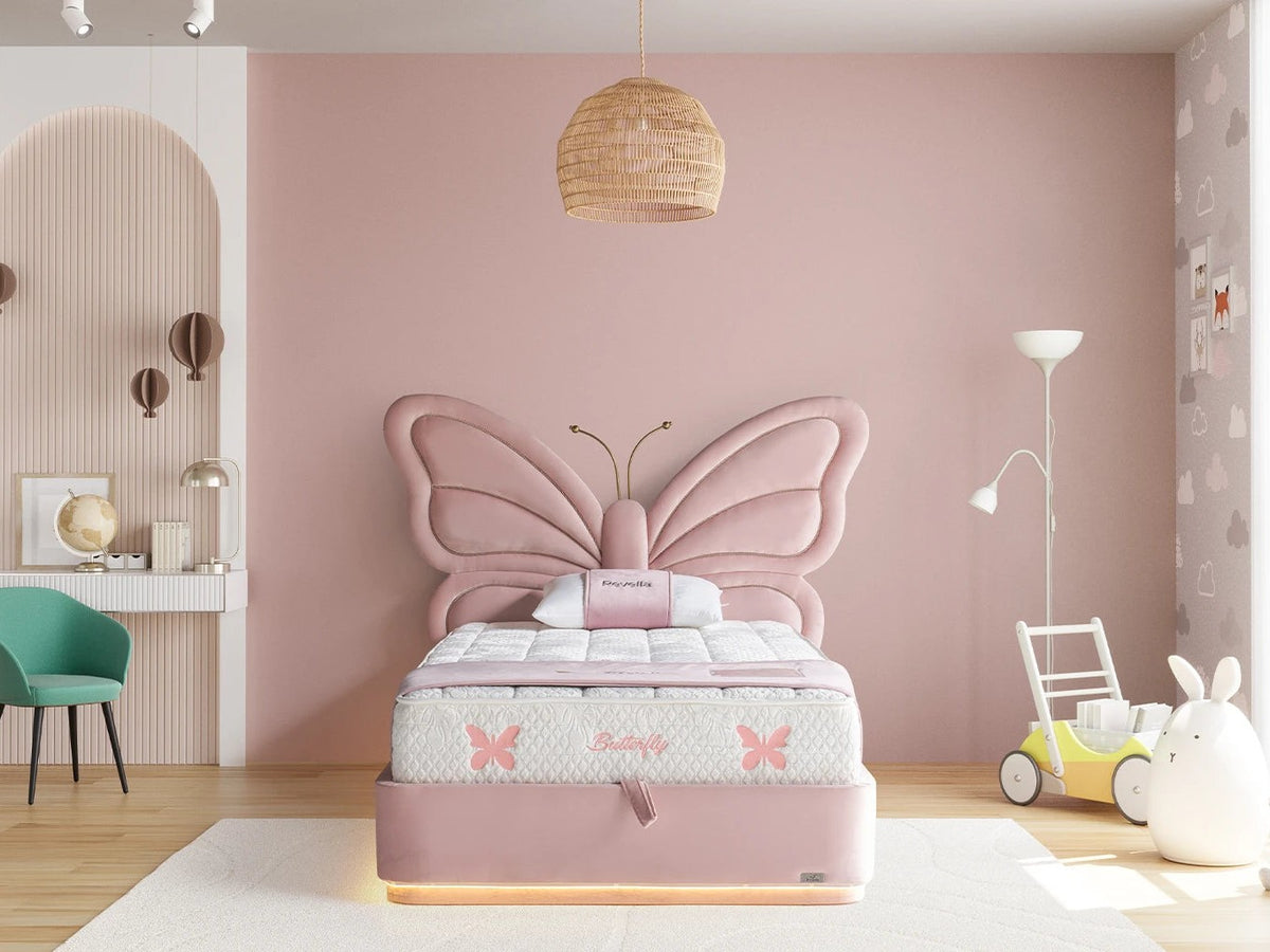 Kinderbett Butterfly – Zauberhaftes Schmetterlings-Design & Orthopädische Matratze