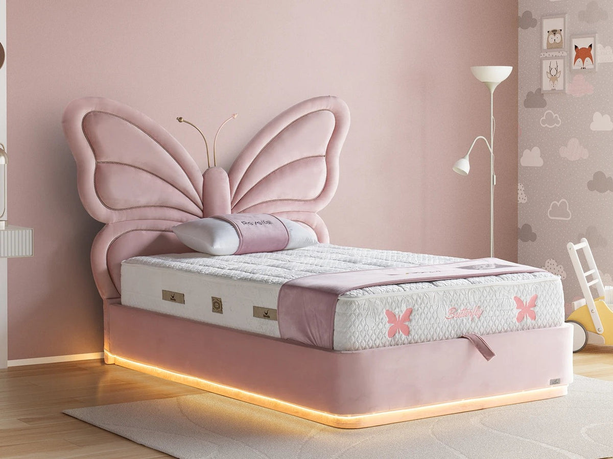 Kinderbett Butterfly – Zauberhaftes Schmetterlings-Design & Orthopädische Matratze