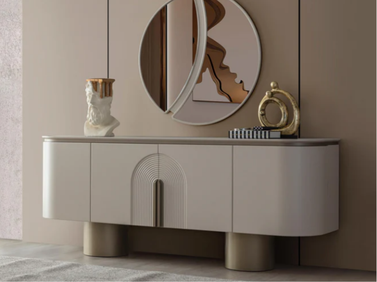 Pappel Sideboard mit Spiegel