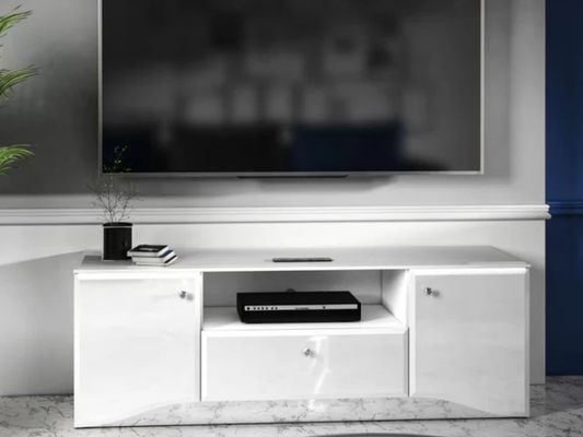Ihlamur TV-Tisch Weiß HG/ Chrom