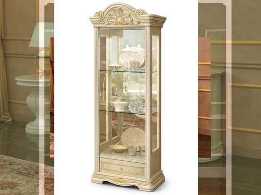 Leopard Einzelvitrine mit Glastür