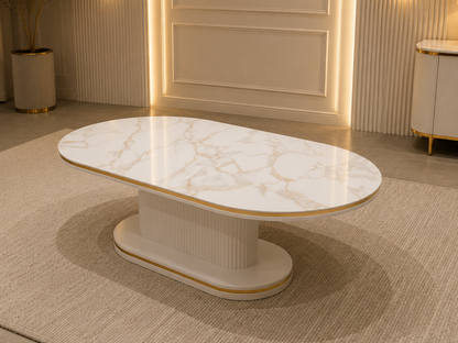 Venedik Oval Couchtisch Weiß