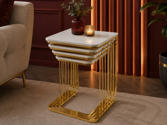Vegas Beistelltisch Gold-Weiss