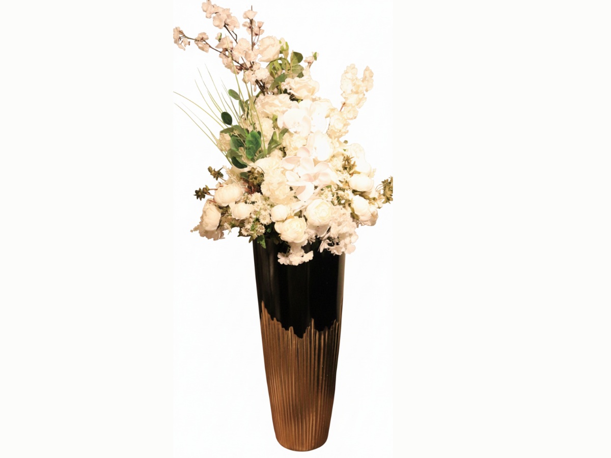 416-90 Weiß Rosen in Vase