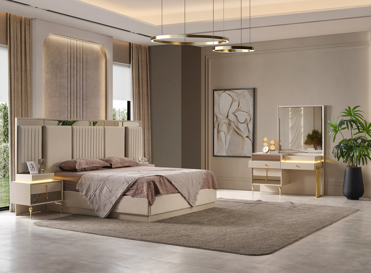 Lexus Creme Bett mit Bettkasten