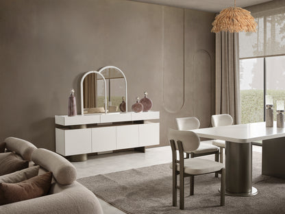 Violet Sideboard + Spiegel Weiß ( Seide)/ Matt Gold