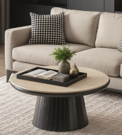 Shiva Couchtisch 2er Set Traverten Schwarz