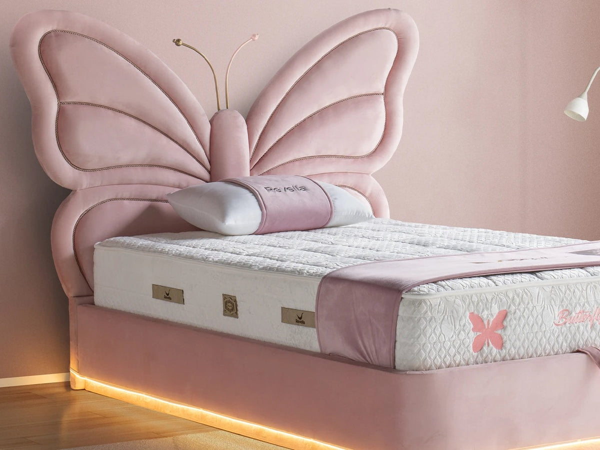 Kinderbett Butterfly – Zauberhaftes Schmetterlings-Design & Orthopädische Matratze