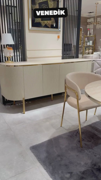 Venedik Esstisch Beige/ Gold